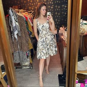 J.Crew Sz 0 GUC Linen palm leaf dress